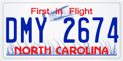NC license plate DMY2674