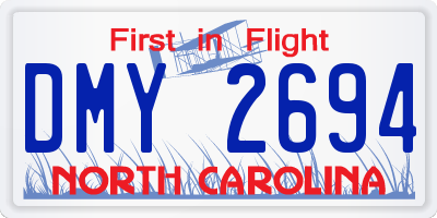 NC license plate DMY2694