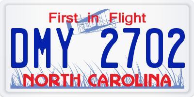 NC license plate DMY2702