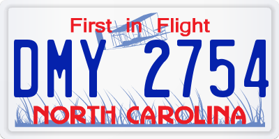 NC license plate DMY2754