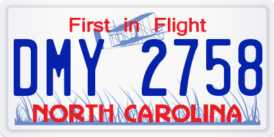 NC license plate DMY2758