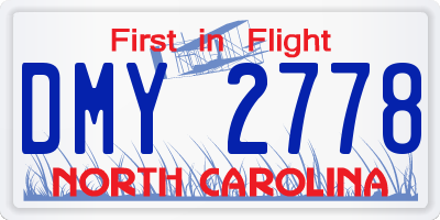 NC license plate DMY2778
