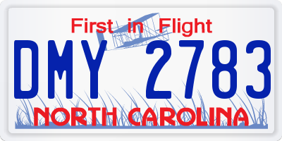NC license plate DMY2783