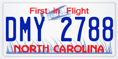 NC license plate DMY2788