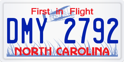 NC license plate DMY2792