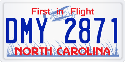 NC license plate DMY2871