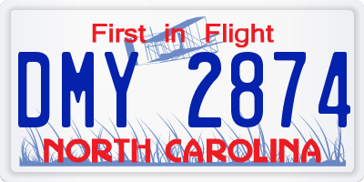 NC license plate DMY2874