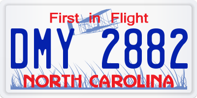 NC license plate DMY2882