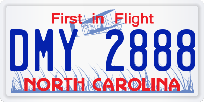NC license plate DMY2888