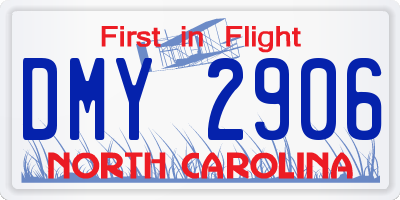 NC license plate DMY2906