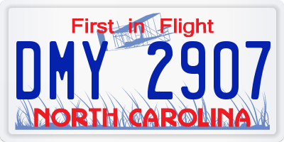 NC license plate DMY2907