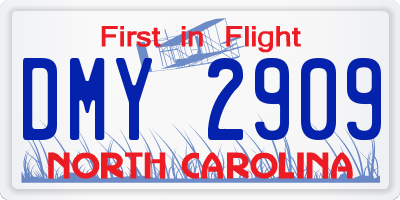 NC license plate DMY2909
