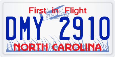 NC license plate DMY2910