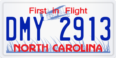 NC license plate DMY2913
