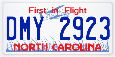 NC license plate DMY2923
