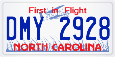 NC license plate DMY2928