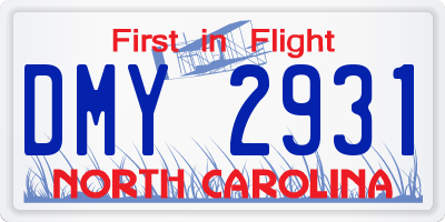 NC license plate DMY2931