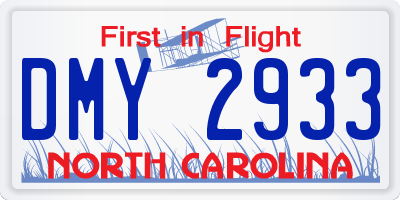 NC license plate DMY2933