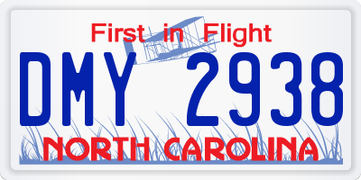 NC license plate DMY2938