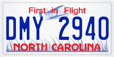 NC license plate DMY2940