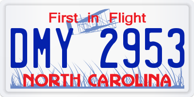 NC license plate DMY2953