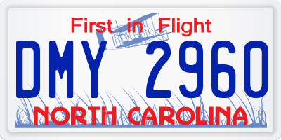 NC license plate DMY2960