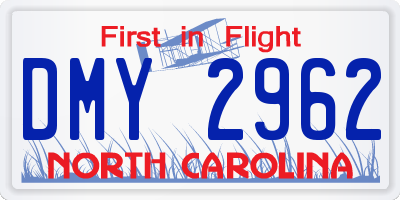 NC license plate DMY2962