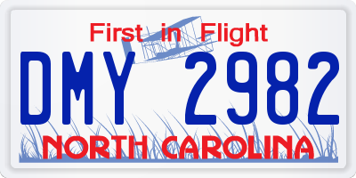 NC license plate DMY2982