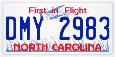 NC license plate DMY2983