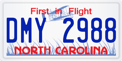 NC license plate DMY2988