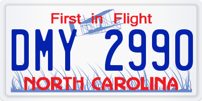 NC license plate DMY2990