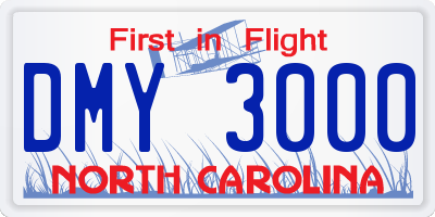 NC license plate DMY3000