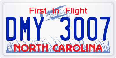 NC license plate DMY3007