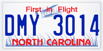 NC license plate DMY3014