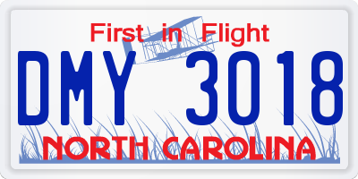NC license plate DMY3018