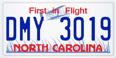 NC license plate DMY3019