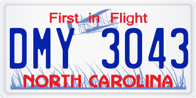 NC license plate DMY3043