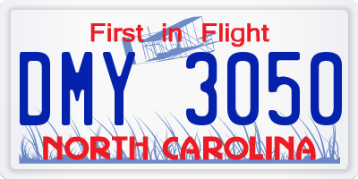 NC license plate DMY3050