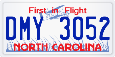 NC license plate DMY3052