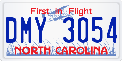 NC license plate DMY3054