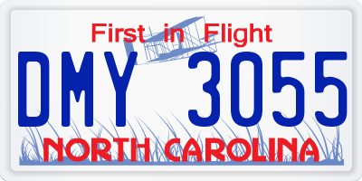 NC license plate DMY3055