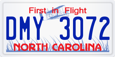 NC license plate DMY3072