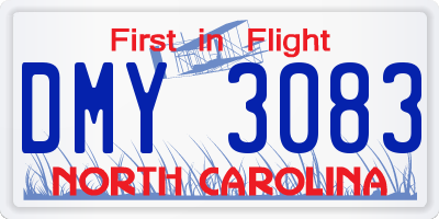 NC license plate DMY3083