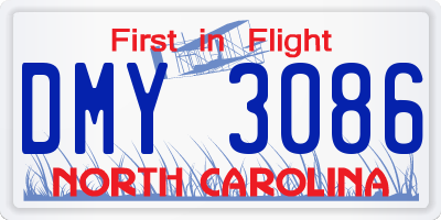NC license plate DMY3086