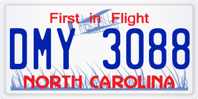 NC license plate DMY3088