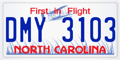 NC license plate DMY3103