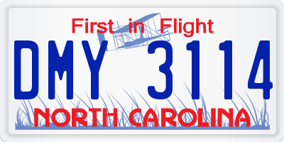 NC license plate DMY3114