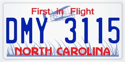 NC license plate DMY3115