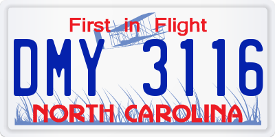 NC license plate DMY3116