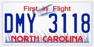 NC license plate DMY3118